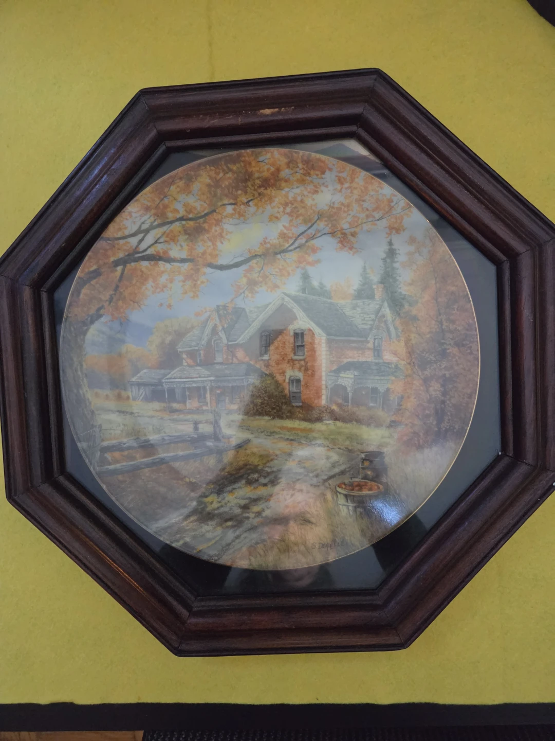 Decorative S. D'Avella Art Plate with Wooden Frame