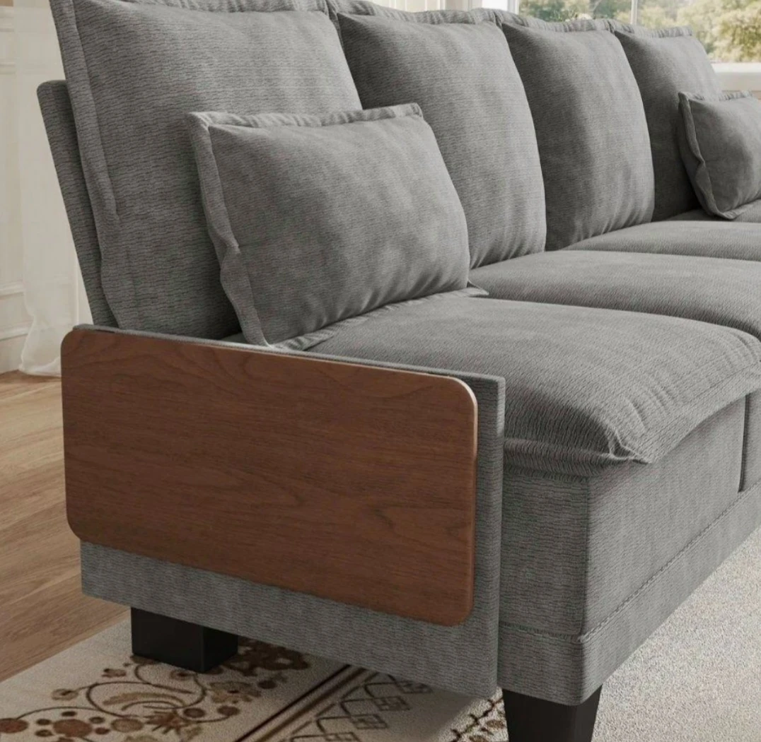 Grey Four-Seater Fabric Sofa - photo 5
