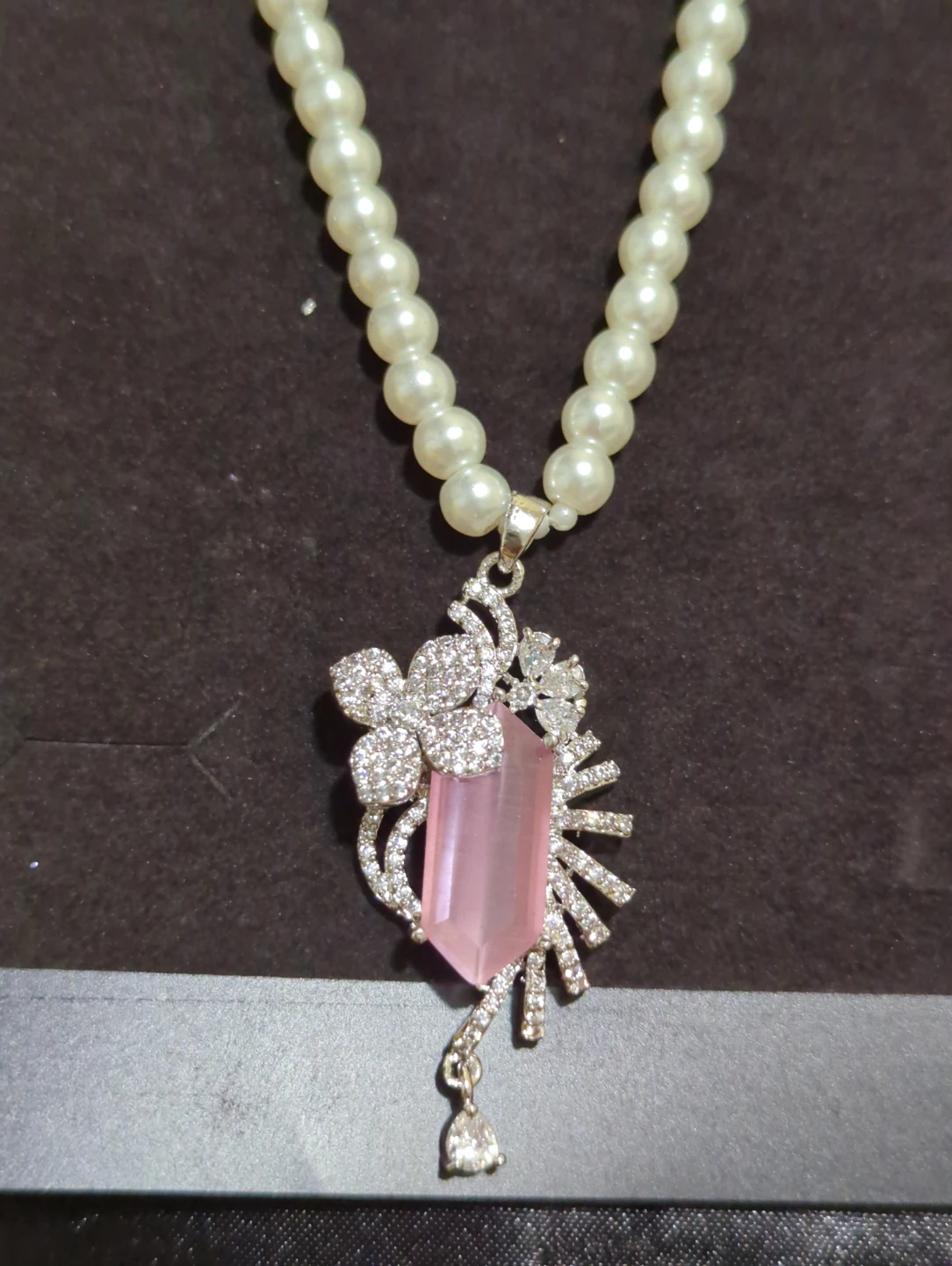 Pearl and Pink Crystal Jewellery Set - photo 4