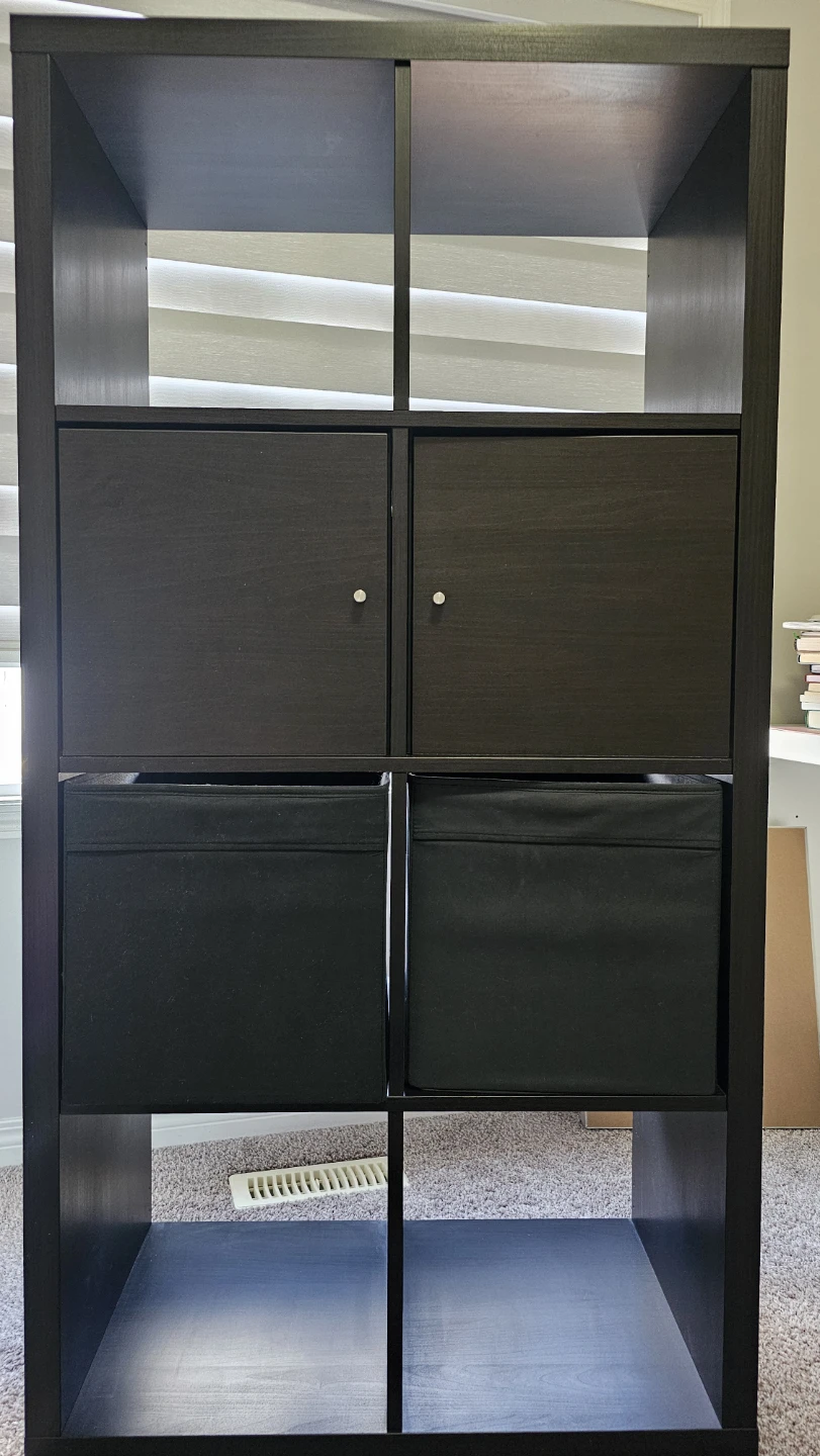 IKEA KALLAX 8-Cube Shelf with 2 Doors & 2 Bins