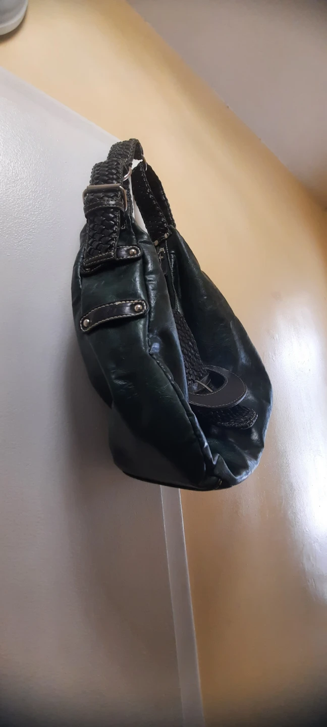 Dark Green Faux Leather Hobo Shoulder Bag - photo 5