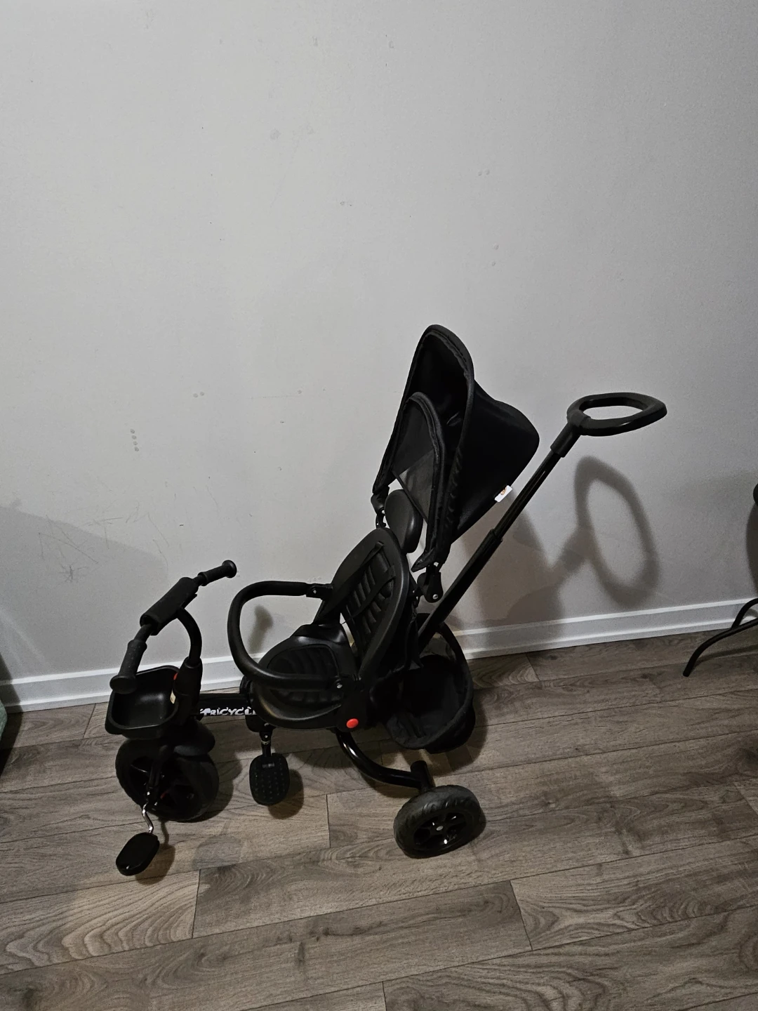 Black Kids Convertible Tricycle Stroller