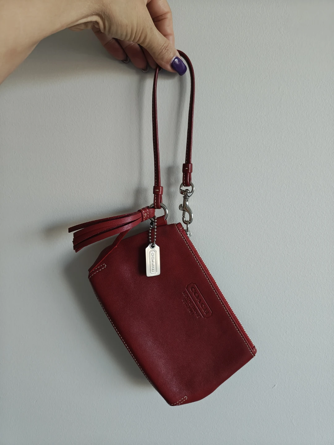Red Coach Leather Wristlet