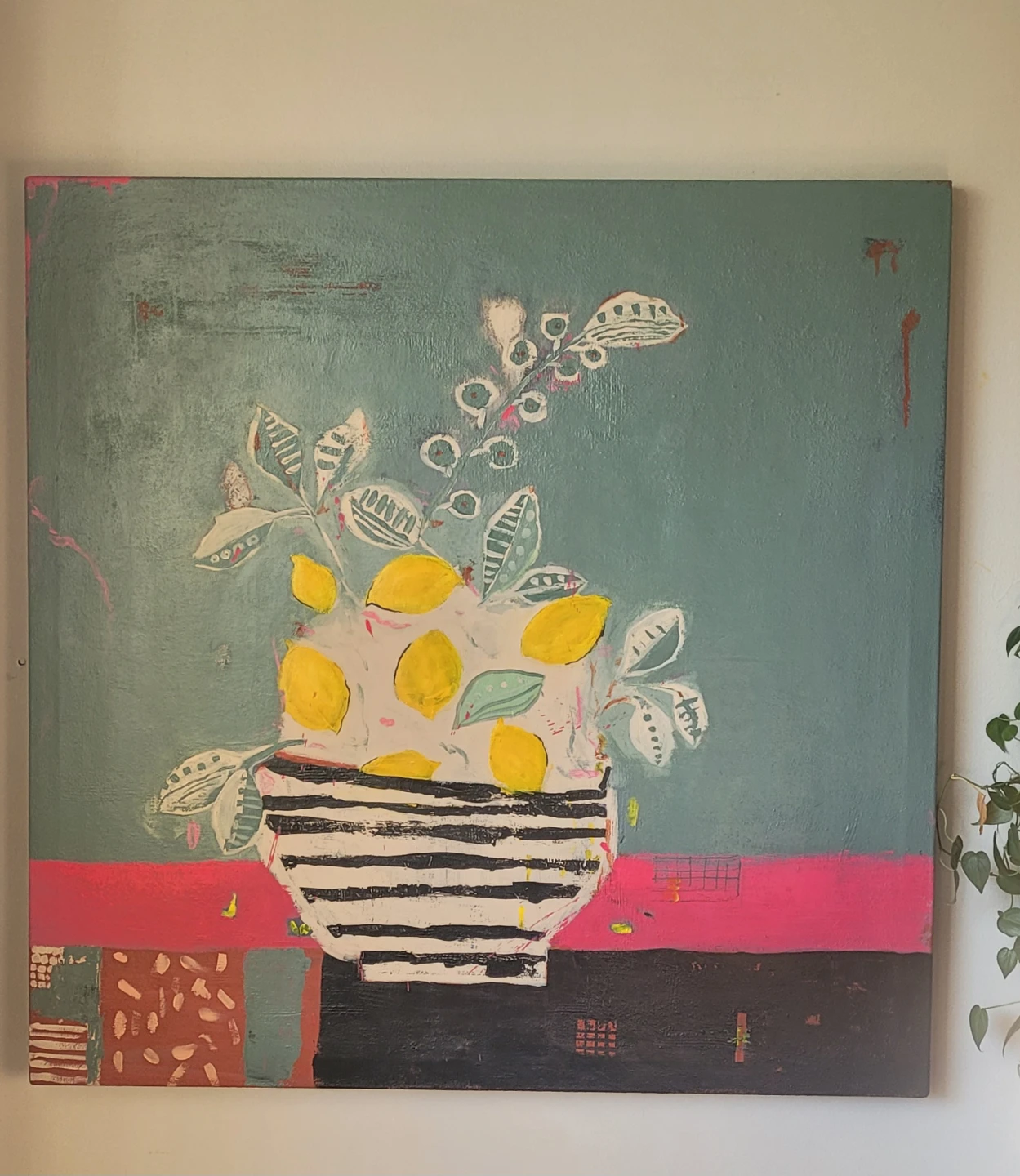 Abstract Lemon Still Life Canvas Painting