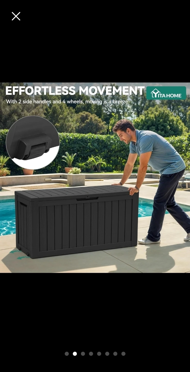 KETER Plastic Outdoor Storage Deck Box - Black - photo 5