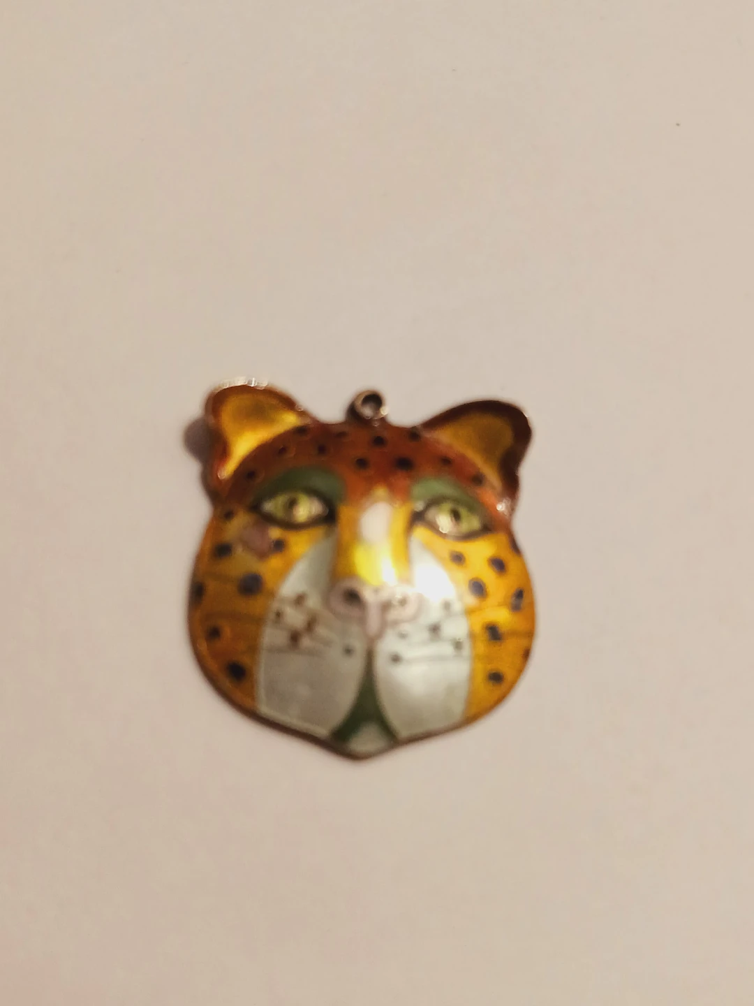 Collectible Vintage Sterling Silver 925 Enamel Leopard Pendant - photo 3