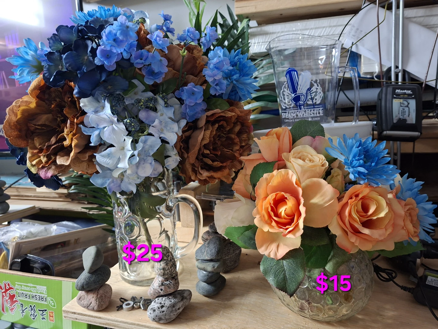 Artificial Floral Bouquet Blue and Brown - photo 4