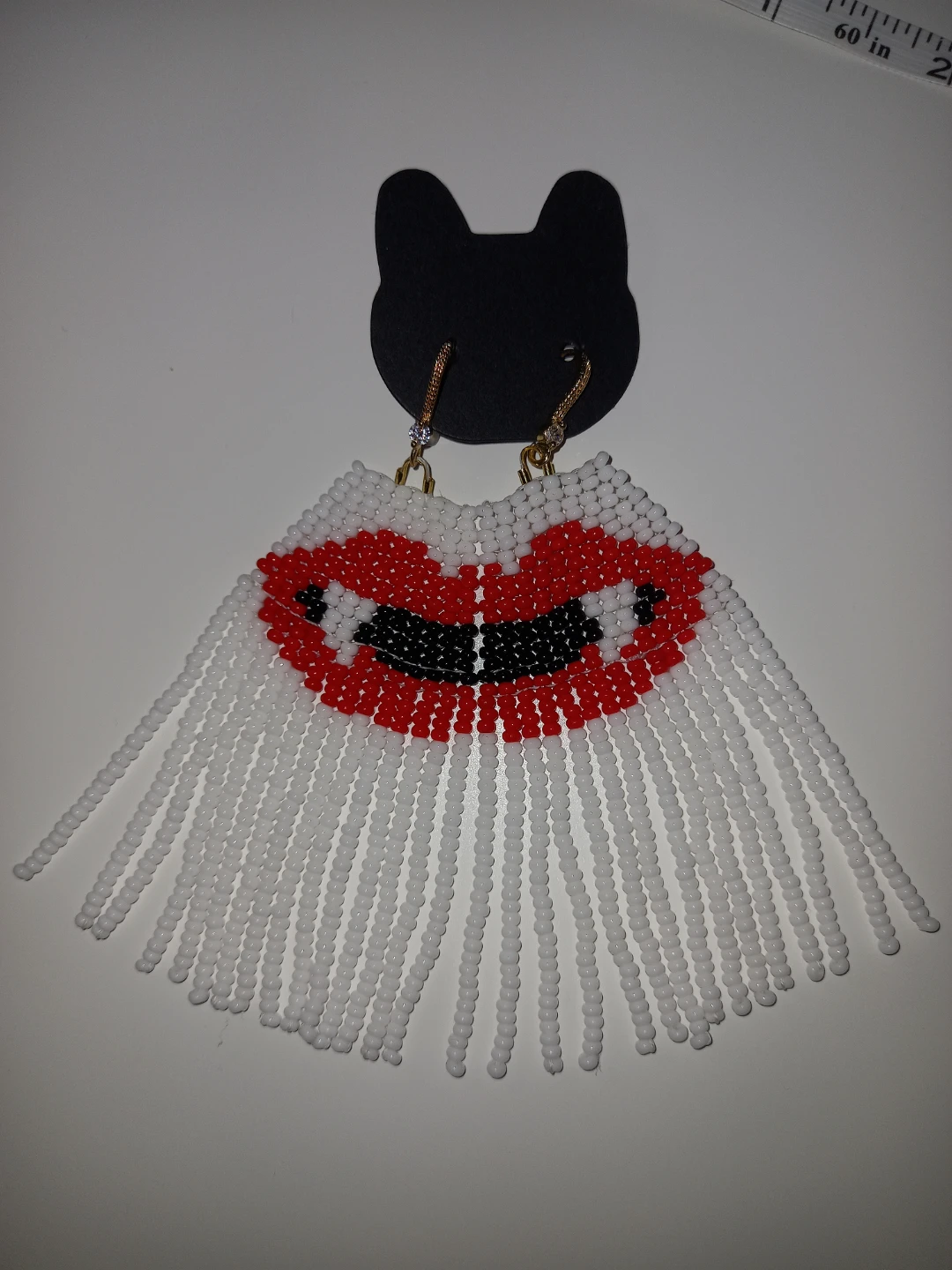 Halloween beaded fringe earrings - photo 2
