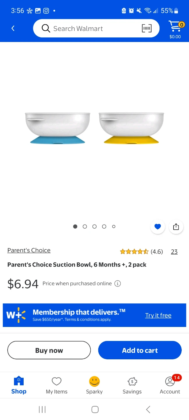 New Parent's Choice Suction Bowls, 2-Pack