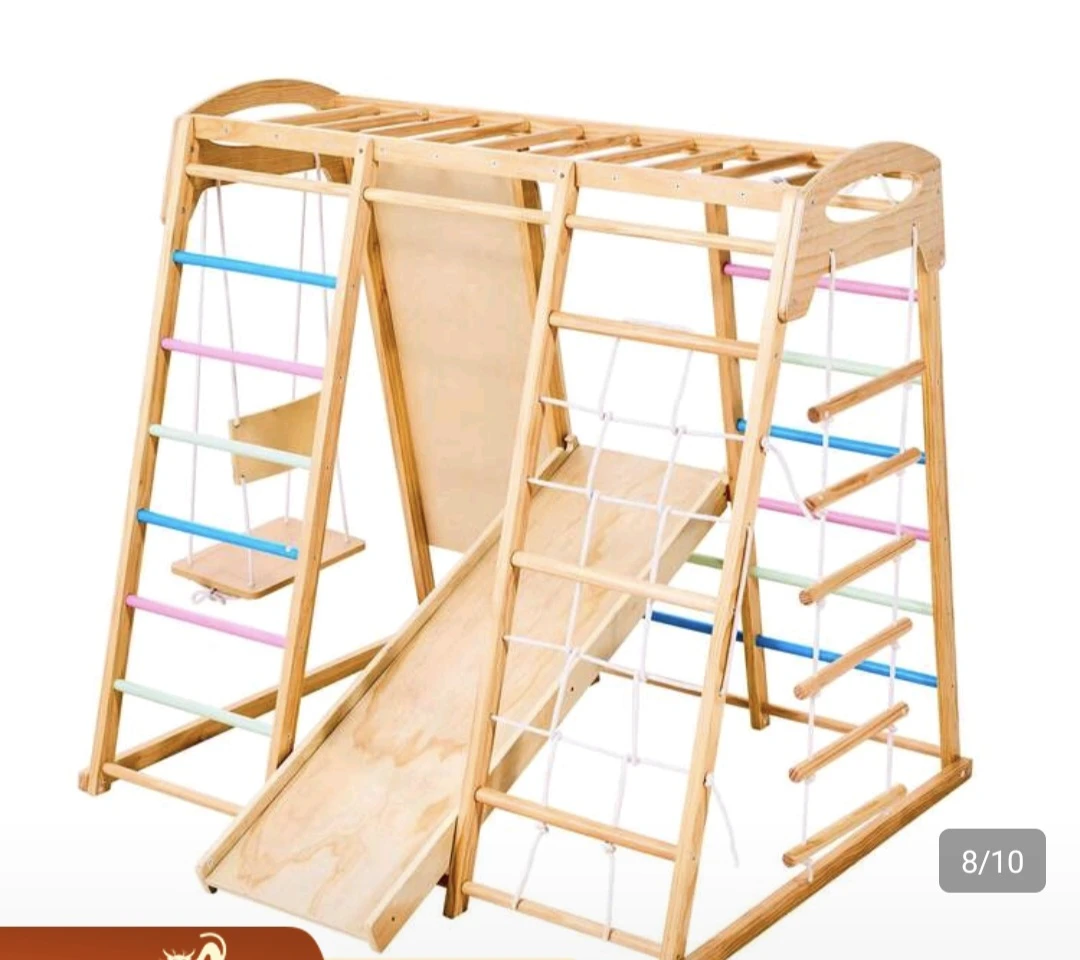 7-in-1 Indoor Wooden Playground Jungle Gym