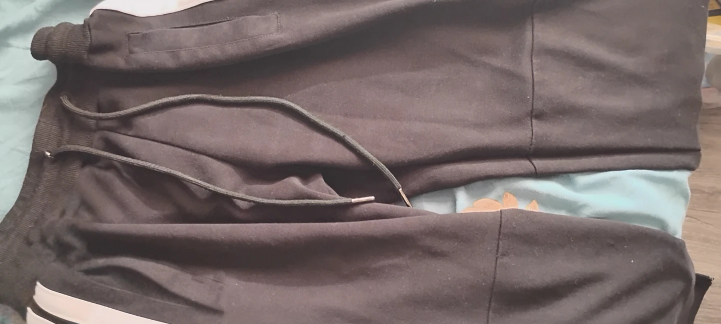 Black Sweatpants with Side Stripes
