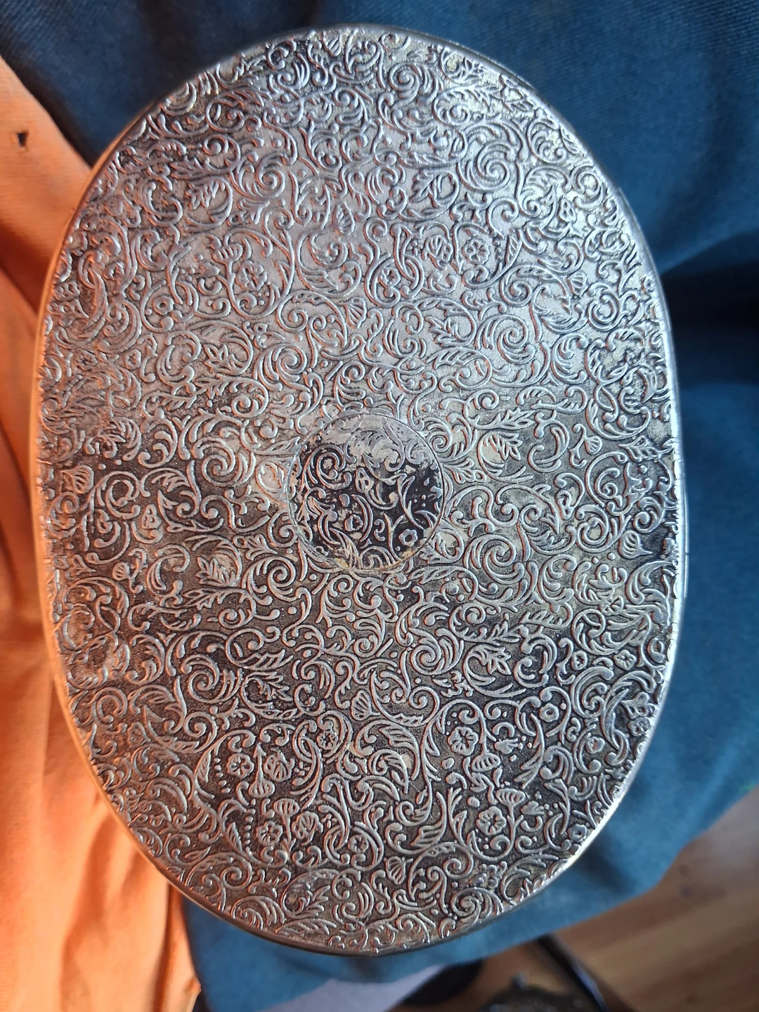 Vintage Oval Silver-Plated Trinket Box - photo 2