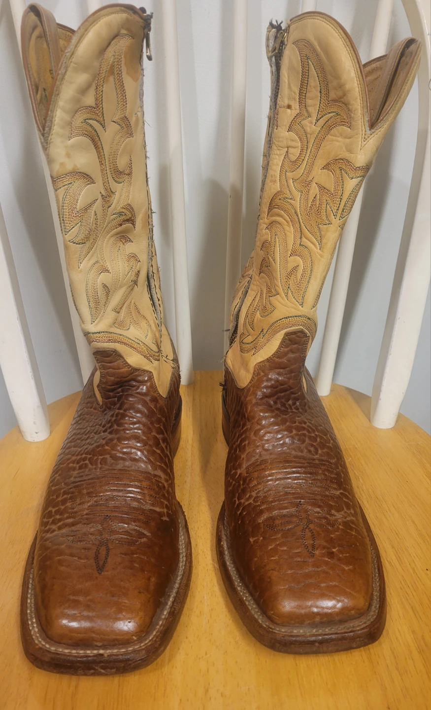 Justin Vintage Brown Zipper Square Toe Mens Western Boots 9.5 D - photo 3