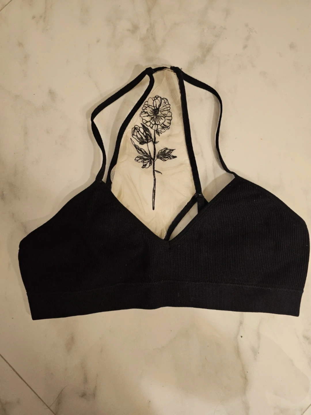 Black Floral Detail Bralette