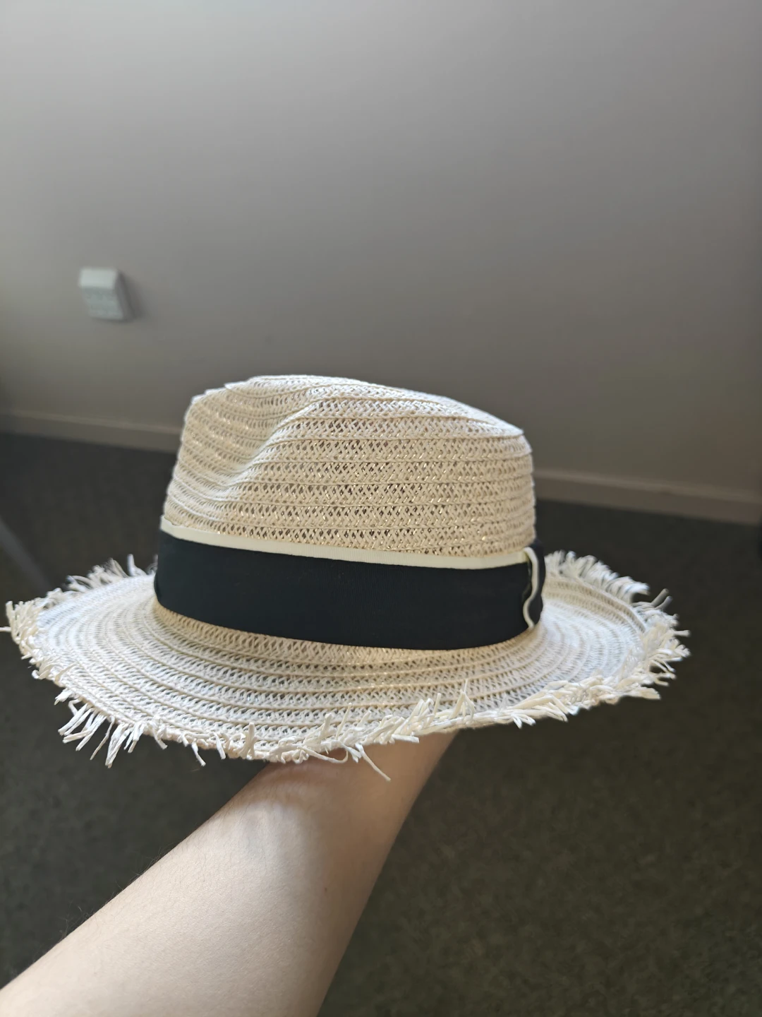 Straw Fedora with Frayed Brim - photo 4
