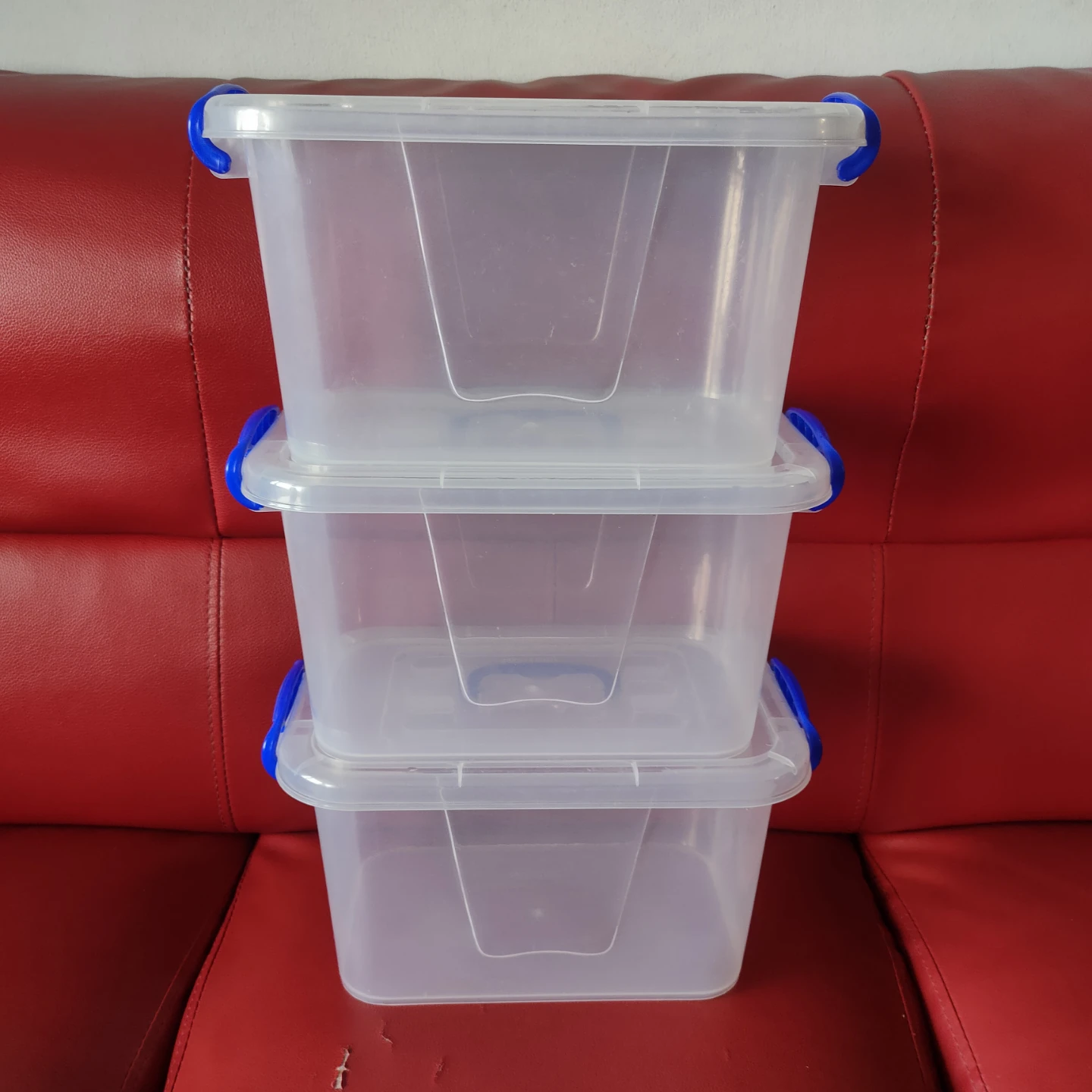 Set of 3 Clear Plastic Storage Bins
