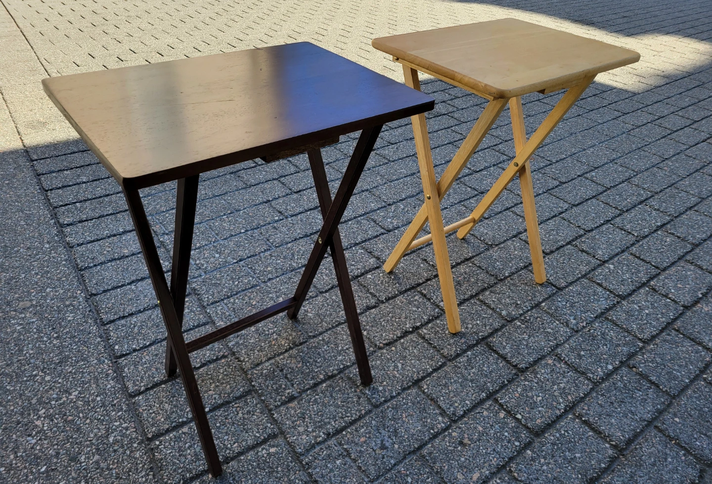 Set of 2 Wooden Folding TV Tray Tables / Snack Side Tables - photo 2