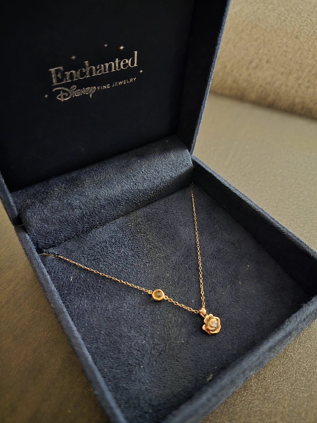 Rose gold Enchanted by Disney Belle Rose Necklace