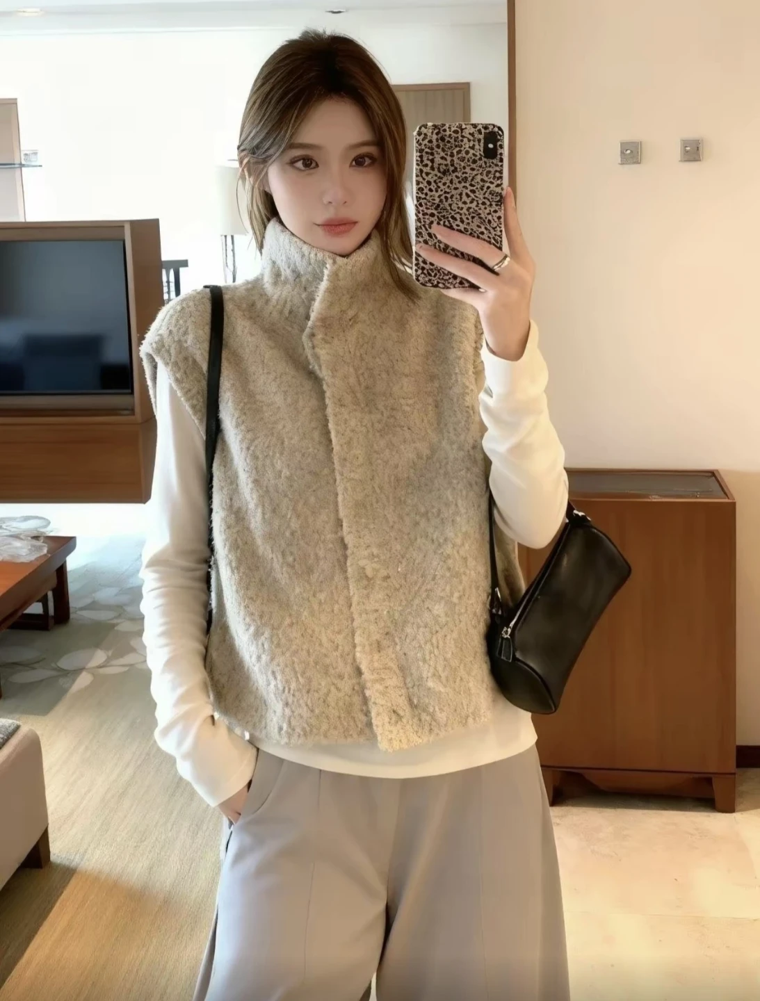 Cream Shearling Vest