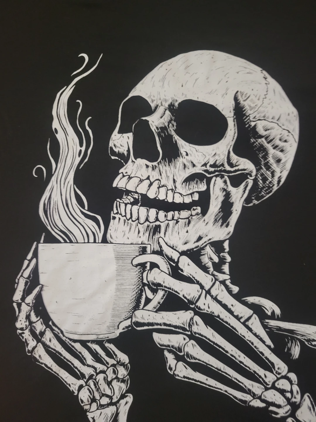 ROMWE Black Skeleton Coffee Graphic T-Shirt - photo 3