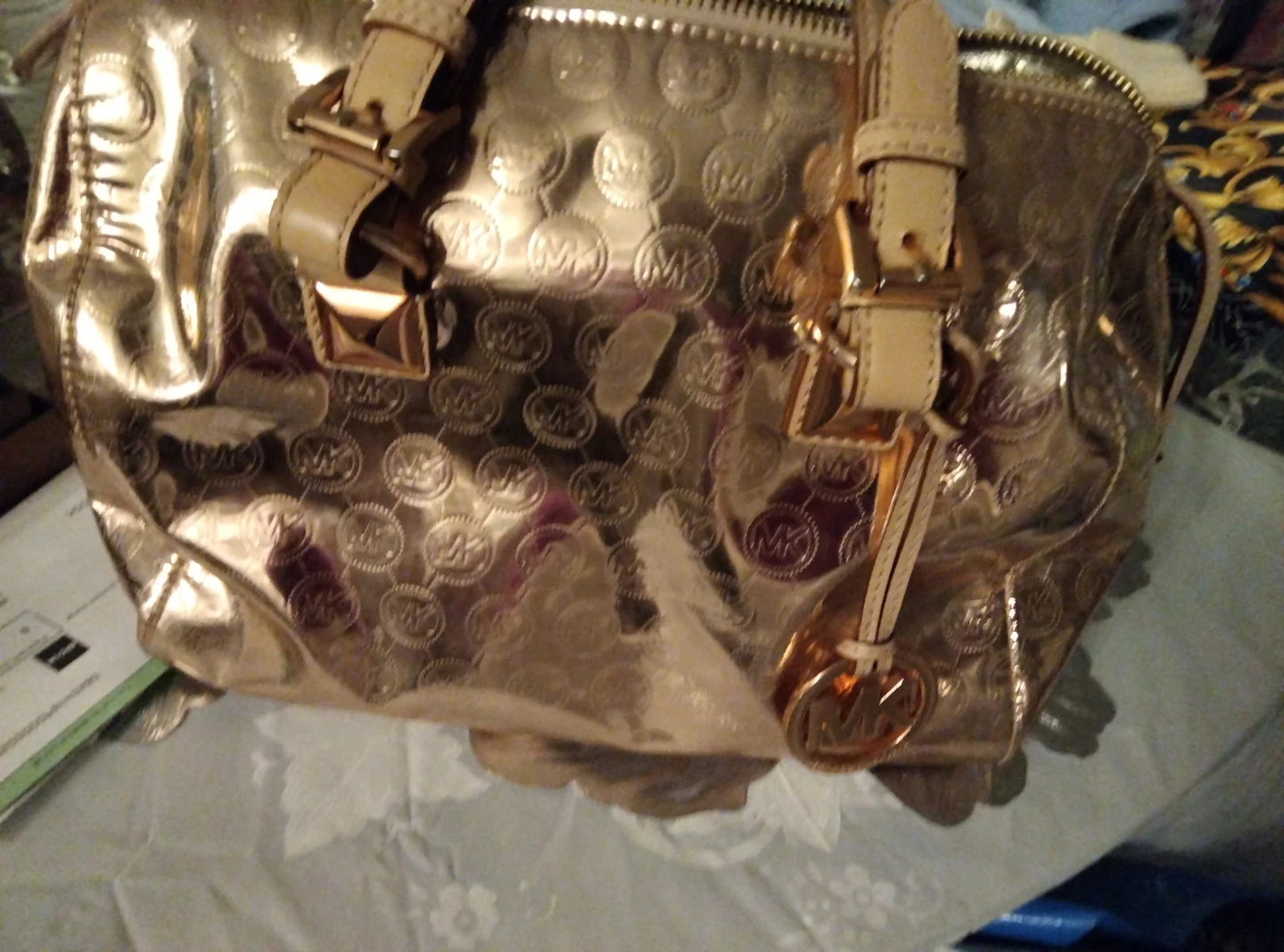 Michael Kors Metallic Gold Logo Satchel