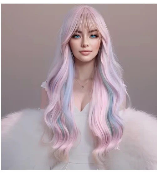 Pastel Pink and Blue Wavy Wig Halloween