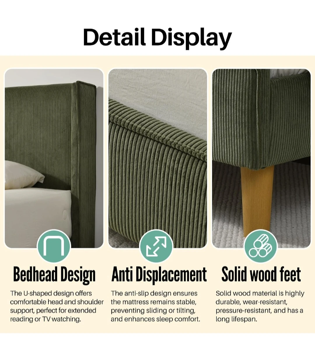Green Twin Size Upholstered Bed Frame - photo 3