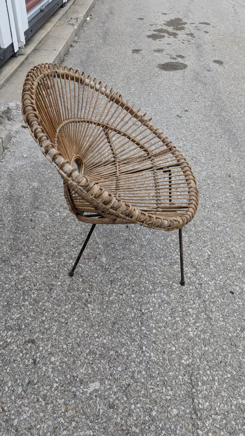 Vintage Rattan Wicker Lounge Chair - photo 2
