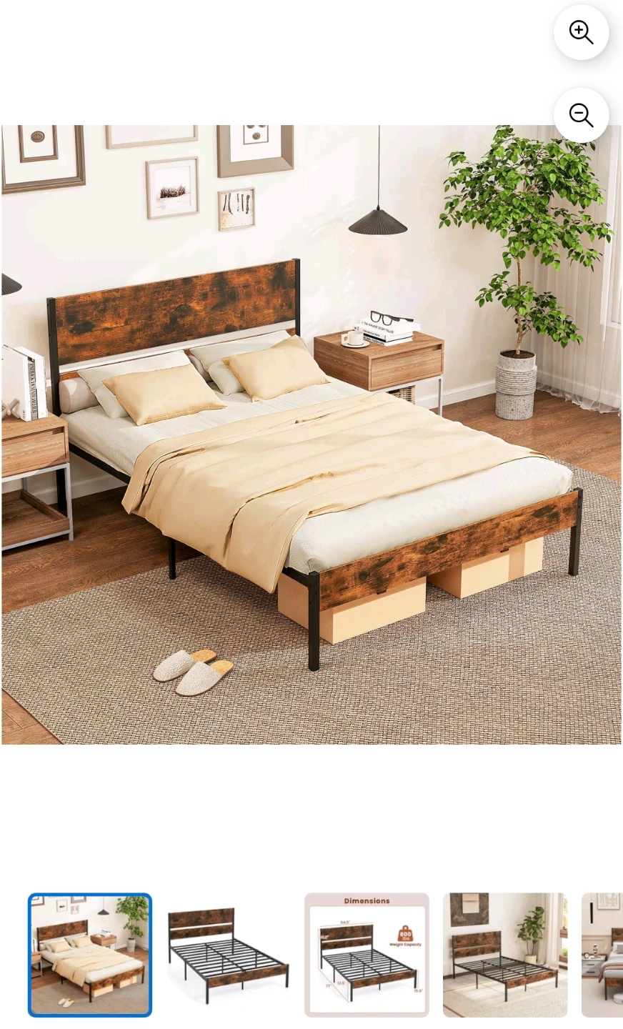 COSTWAY Full Size Bed Frame with Headboard – Like New - photo 2