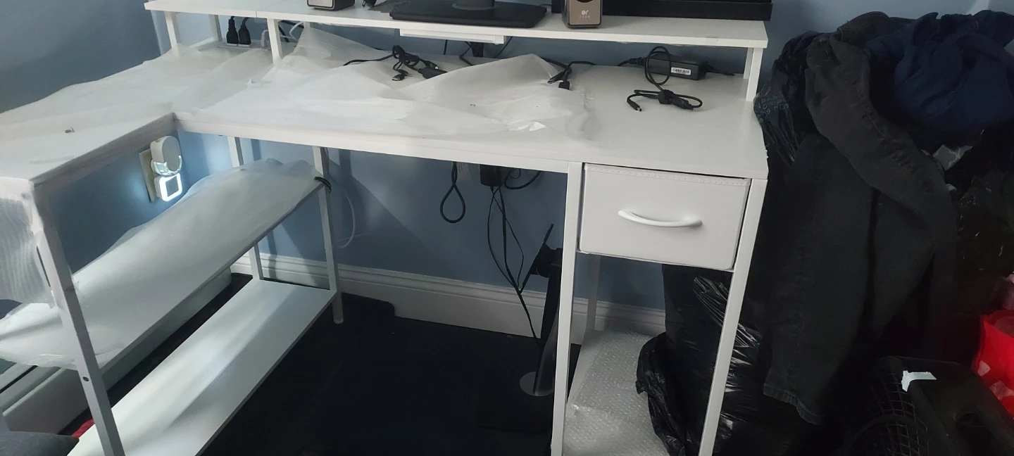 White L-Shaped Reversible Computer Desk - photo 3