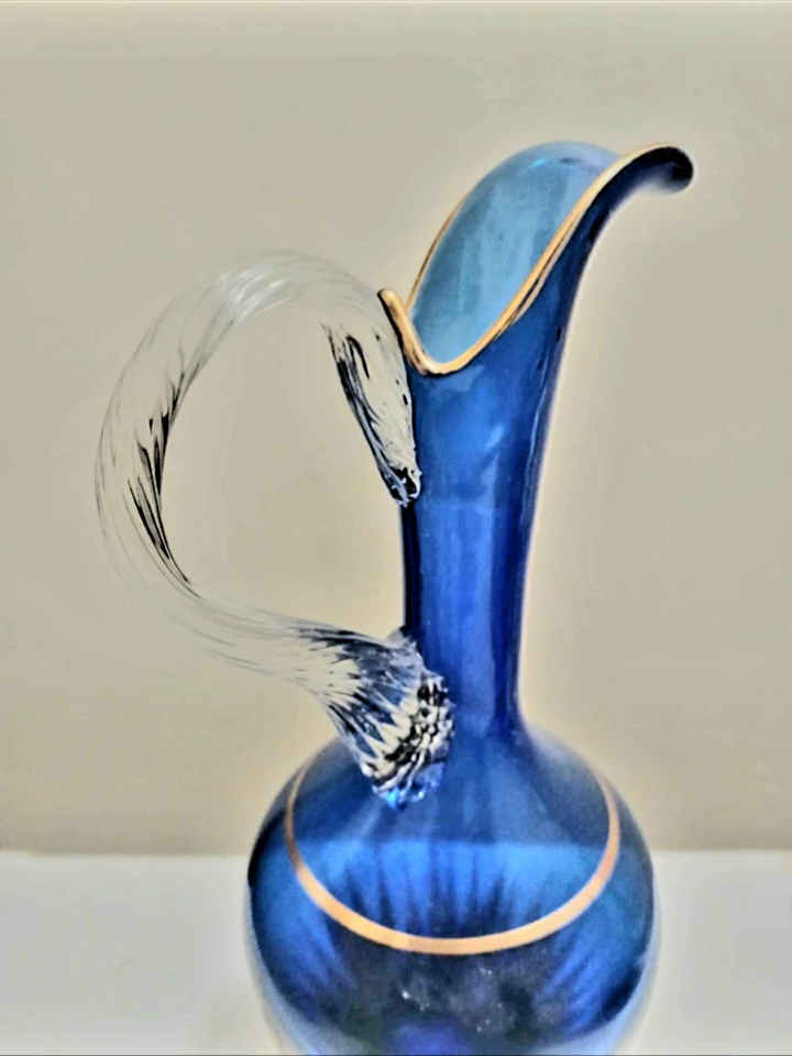 Vtg Italian 24 Kt Gold Murano Sommerso Tall Pitcher - photo 4