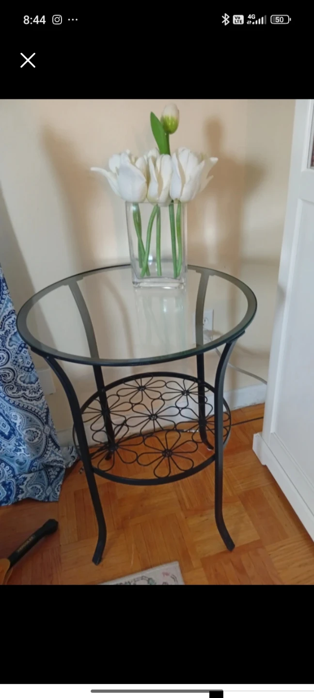 Round Glass Top Accent Table