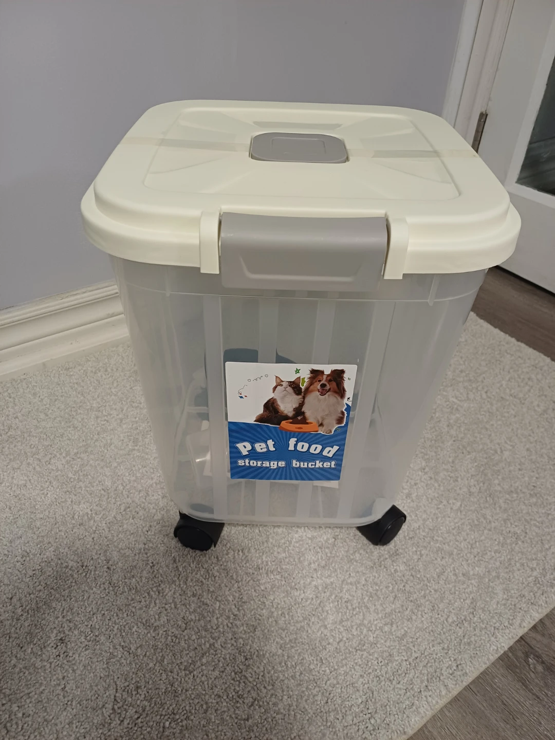 Pet Food Storage Bucket with Wheels - photo 3
