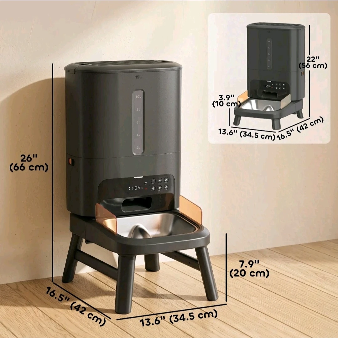 15L Automatic Pet Feeder with Stainless Steel Bowl - photo 4