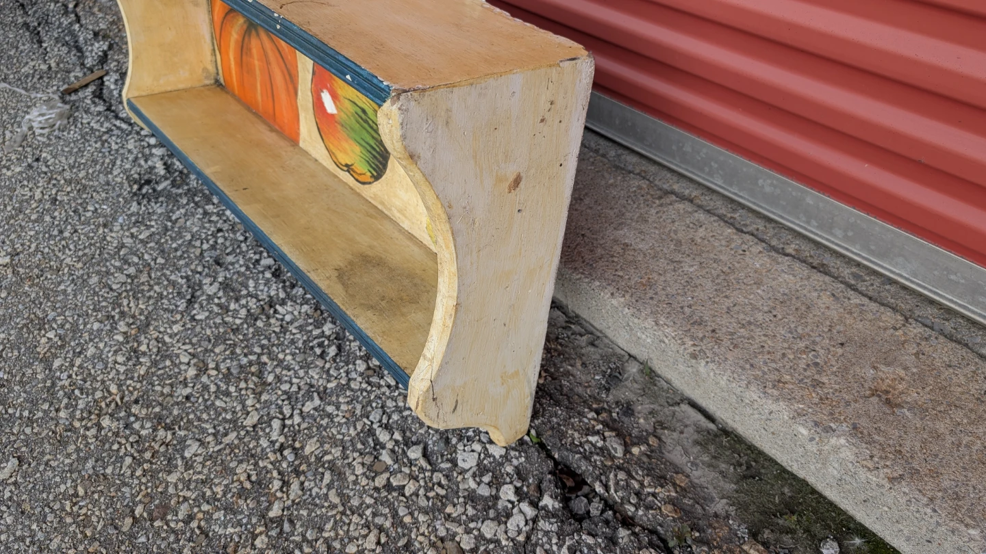 Wooden Wall Shelf with Hand-Painted Produce - photo 4