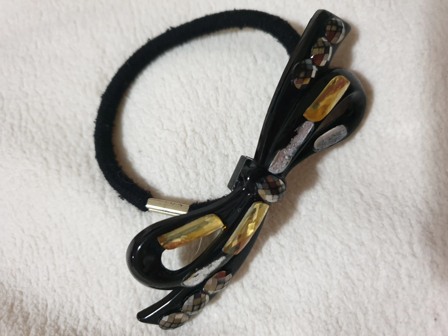 Black bow hair elastic with embellishments