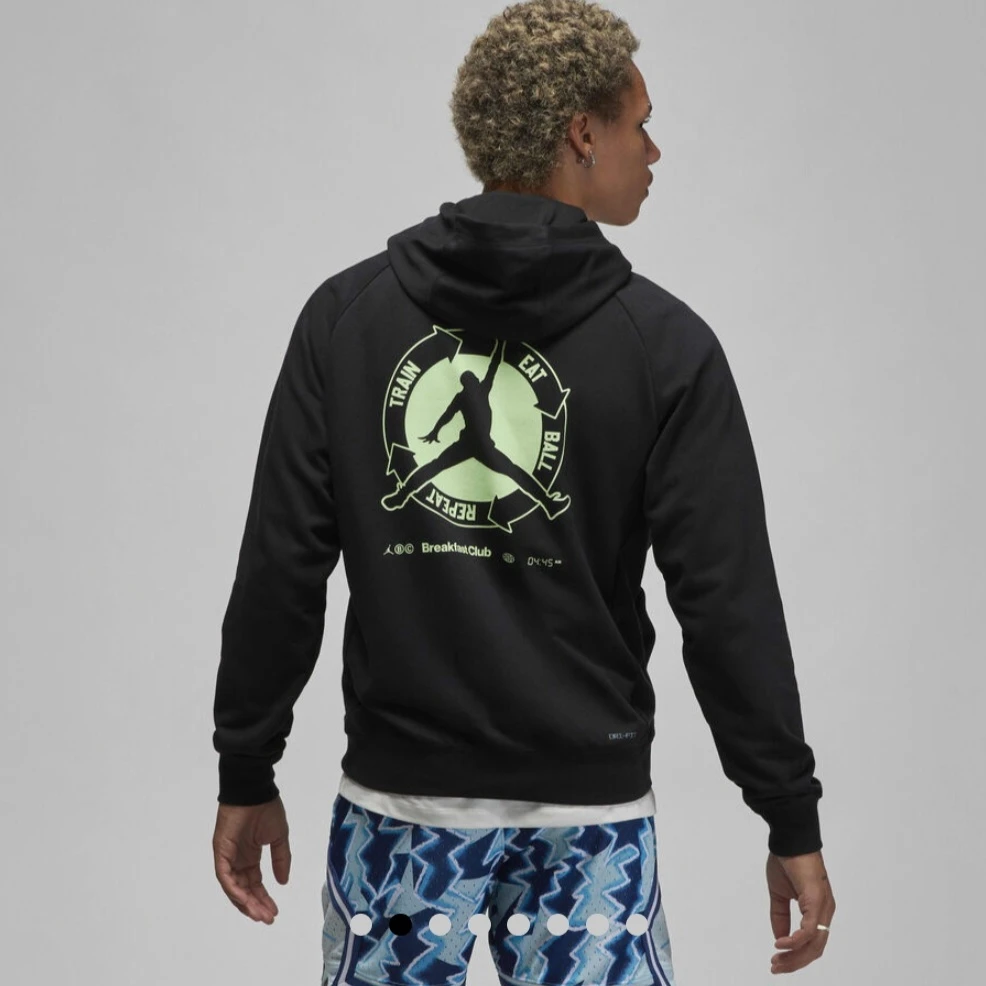 JORDAN dri fit men's black print hoodie size L - photo 2