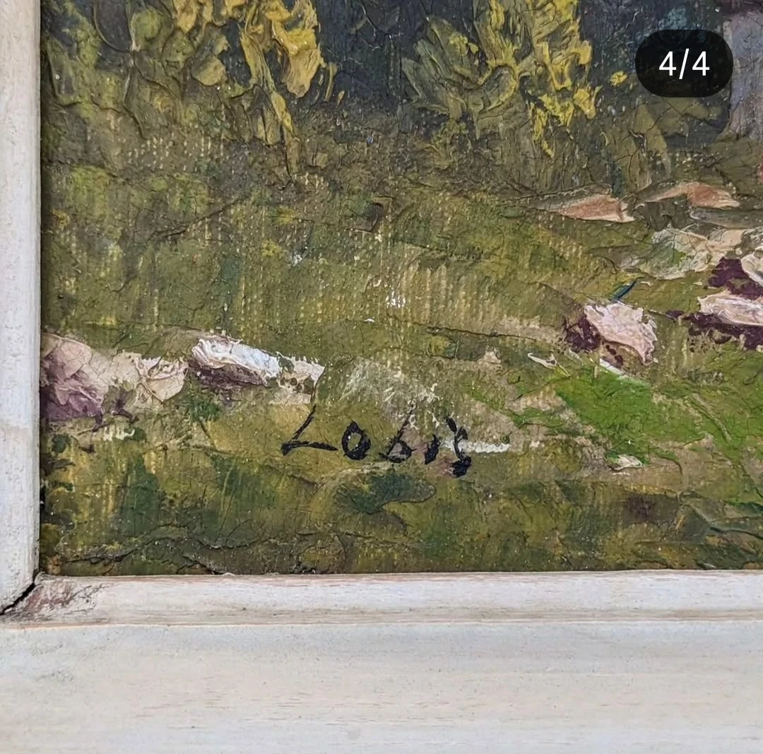 Signed Original J. Lobis Vintage Mountain Landscape Oil Painting - photo 4