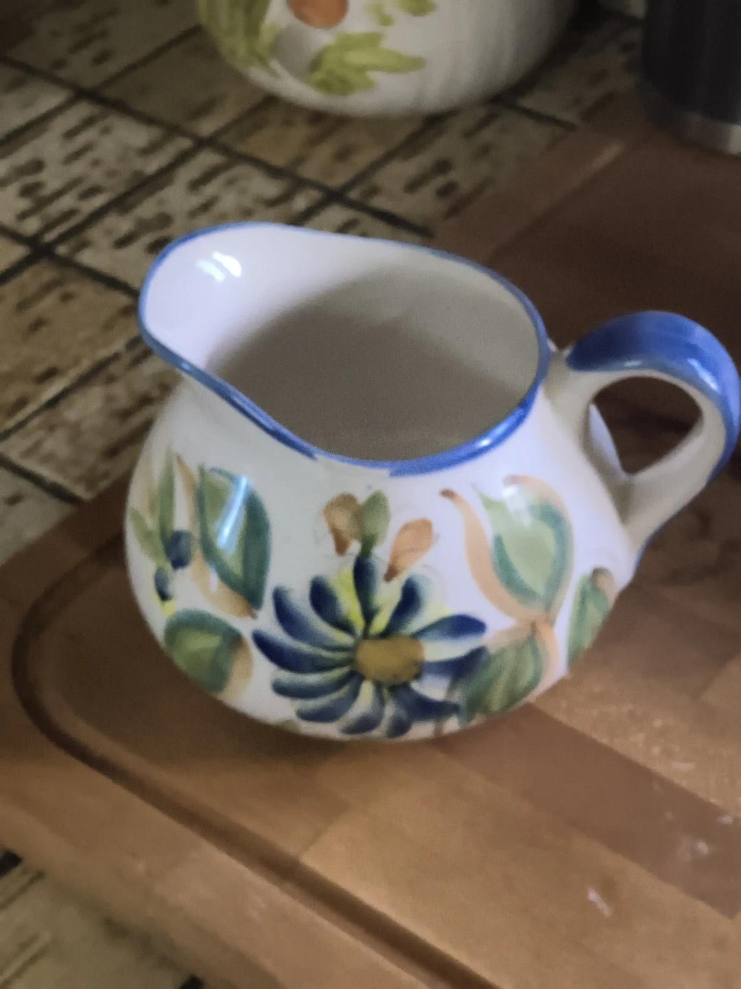 Portugal Ceramic Hand-Painted Floral Creamer Pitcher