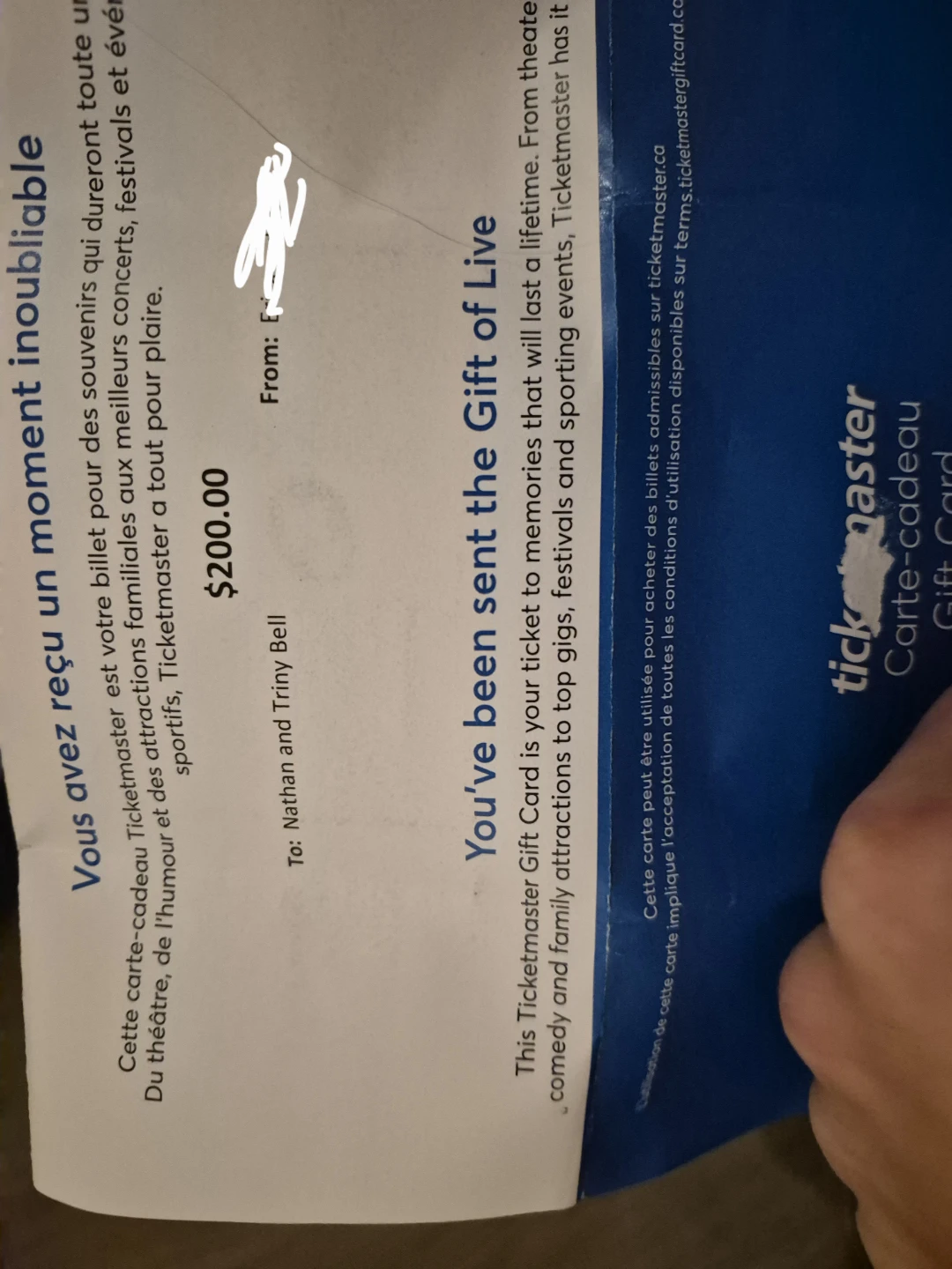 Ticketmaster $200 Gift Card