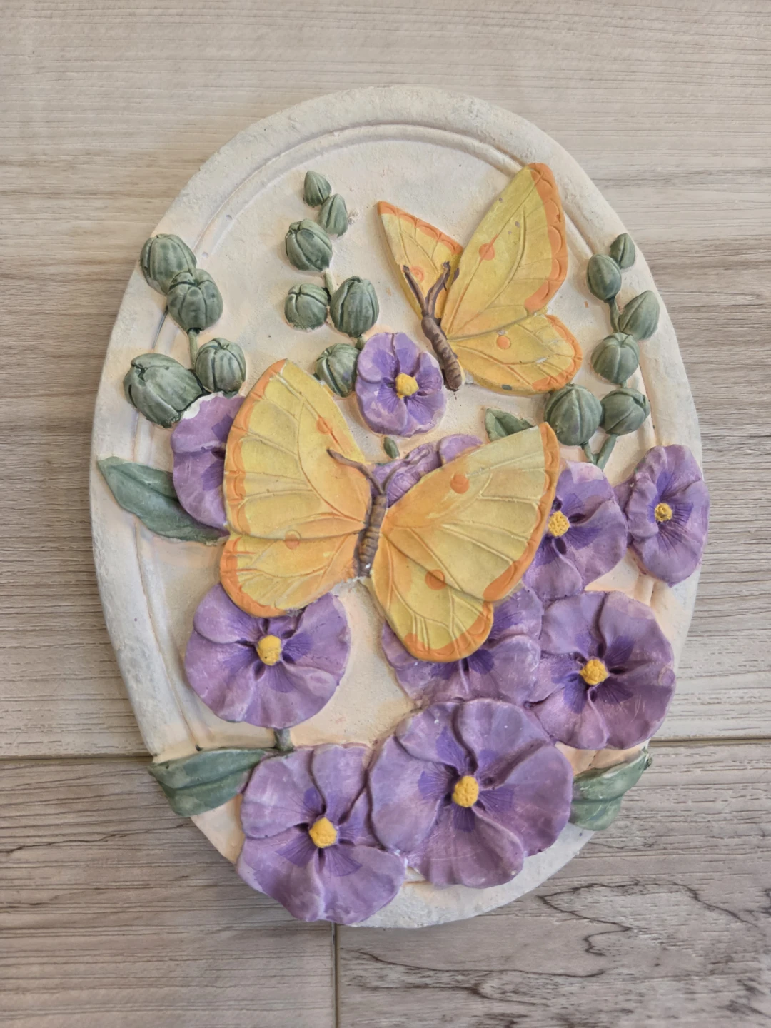 Set of 3 Oval Floral Butterfly Wall Plaques - photo 4