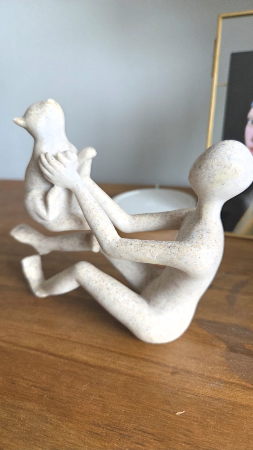 Human & Cat Sculpture – Stone-Finish Figurine *new - photo 2