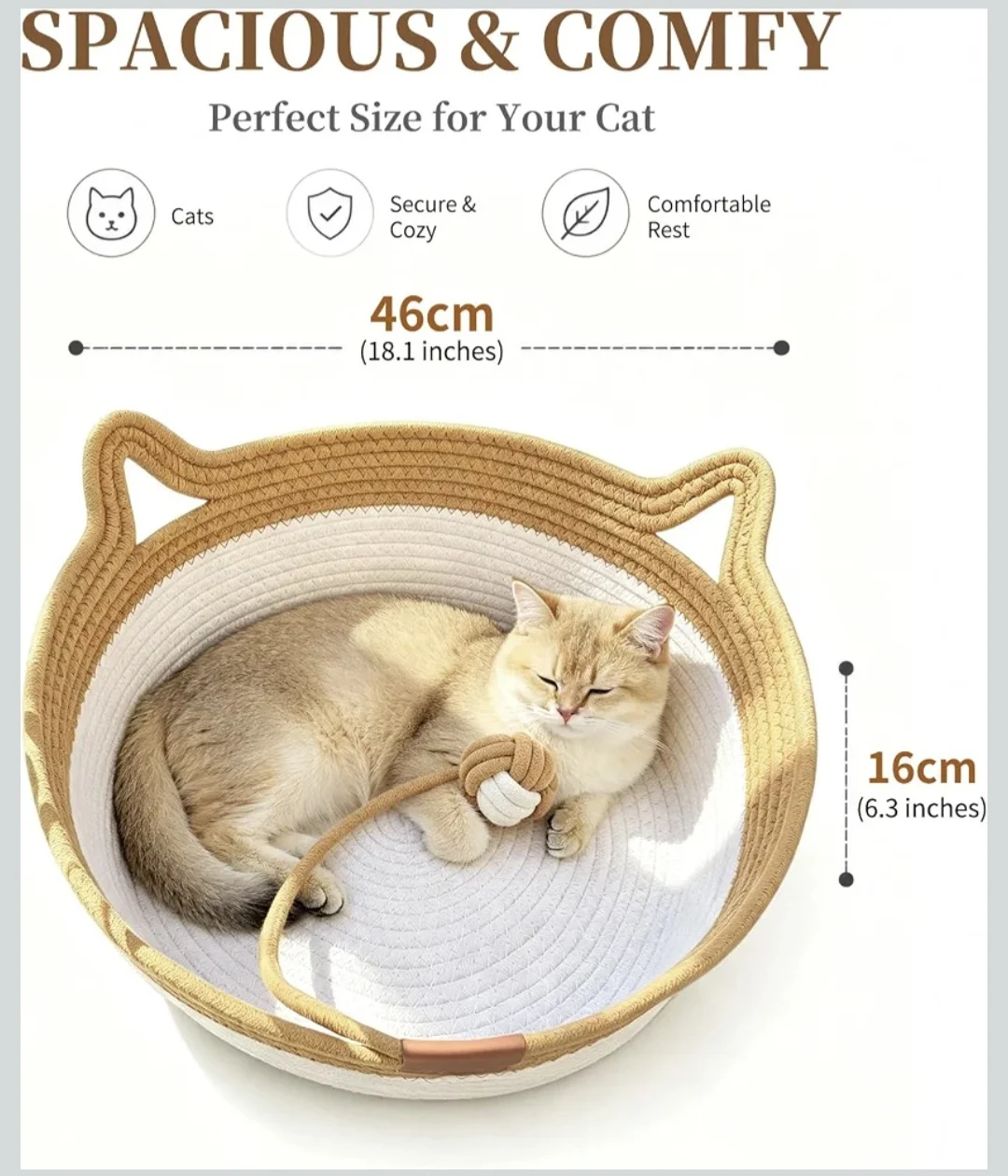 Woven Rope Cat Bed with Toy - photo 4