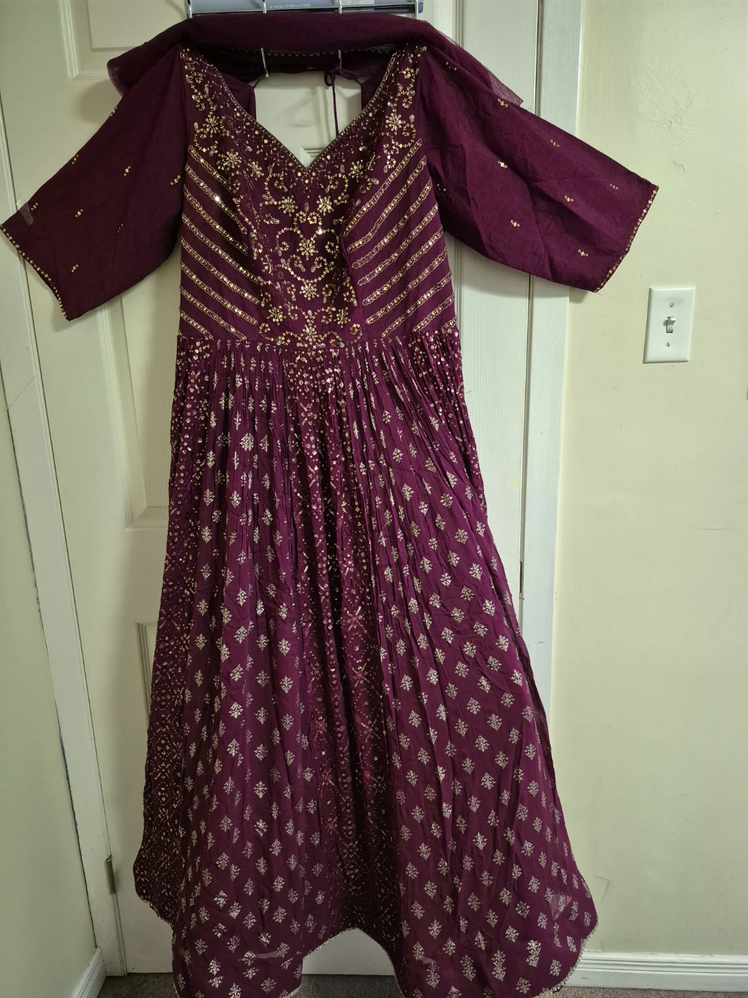 Deep Purple Embroidered Anarkali Dress