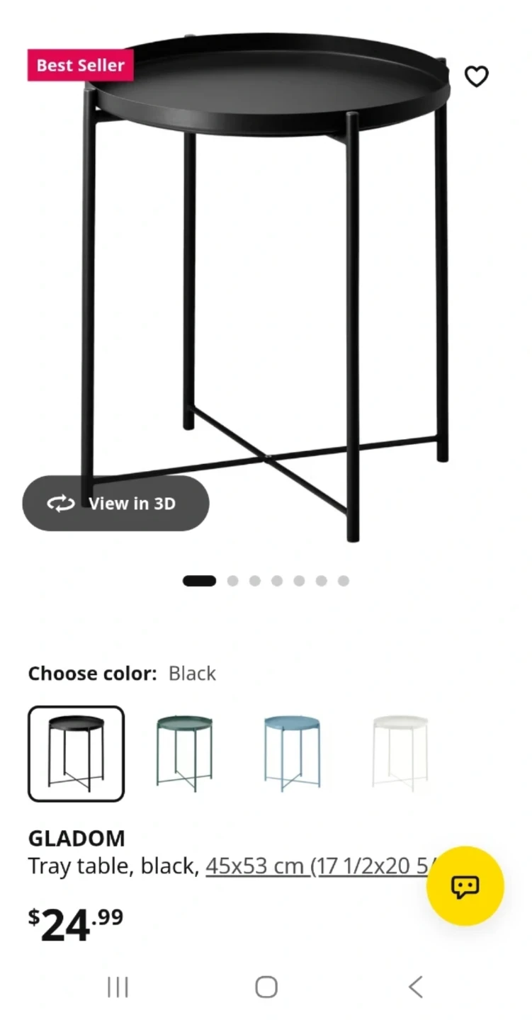 IKEA GLADOM Tray table in black