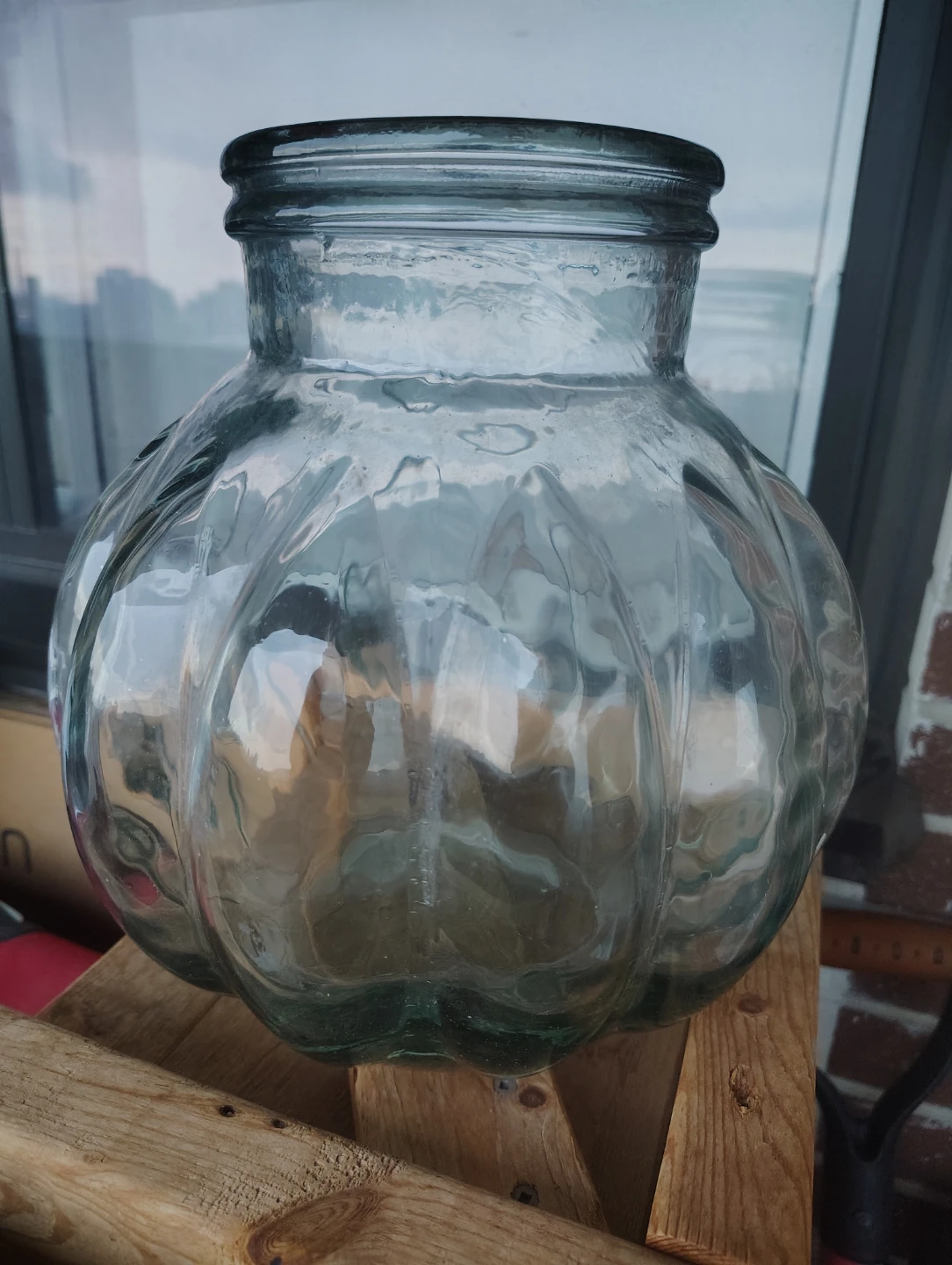 Clear Glass Pumpkin-Shaped Vase