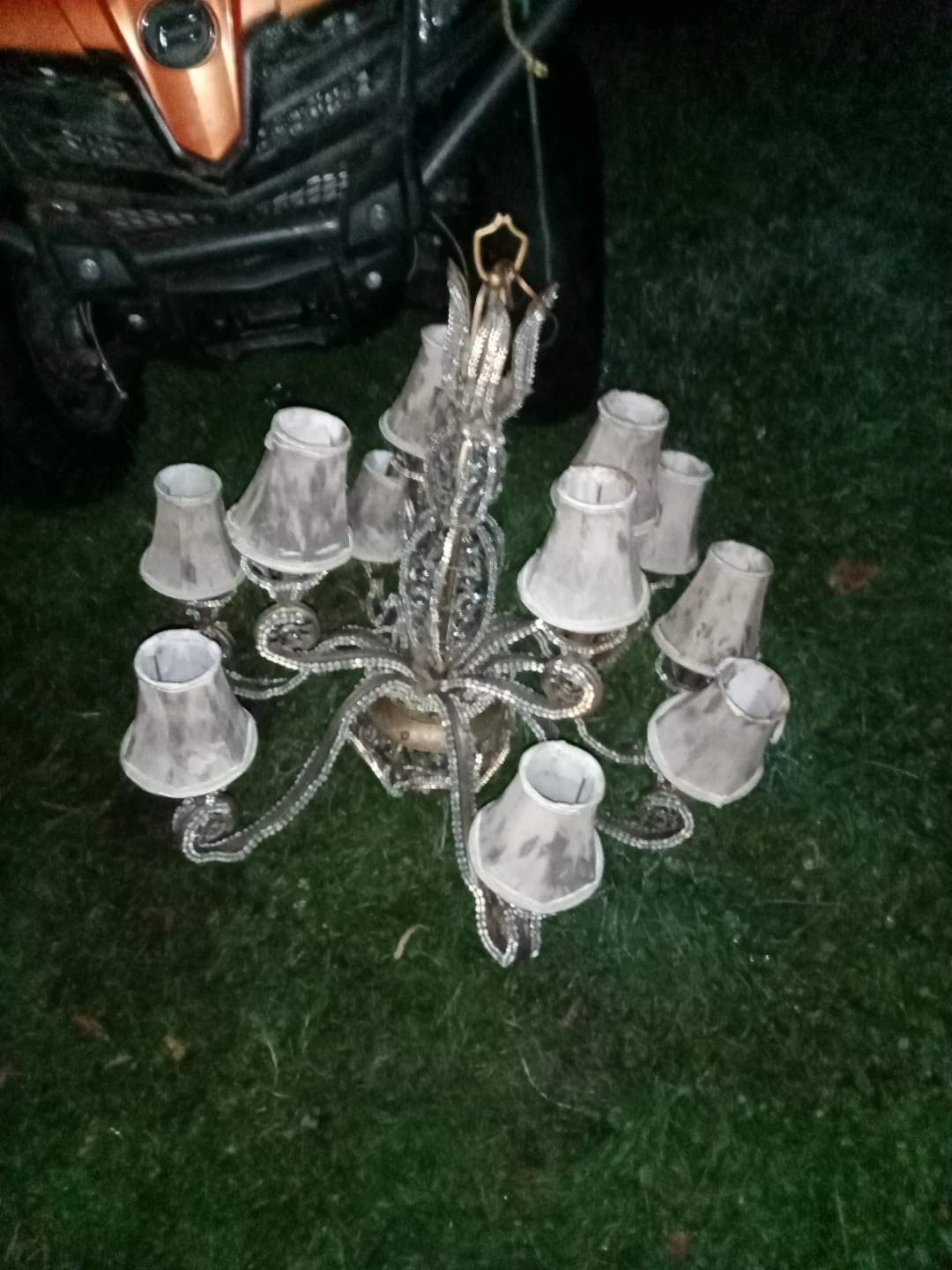 Large Antique Style Chandelier with Shades