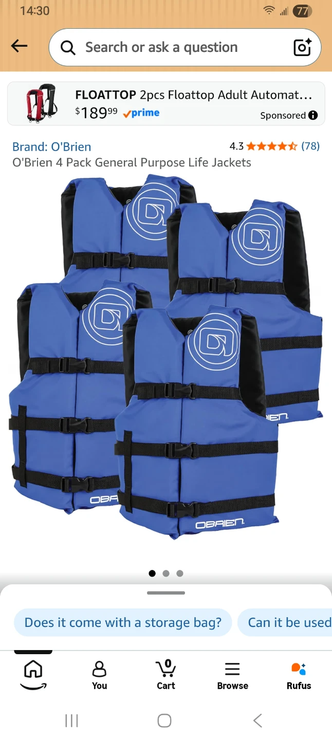 O'Brien General Purpose Life Jackets - 4 Pack - photo 3
