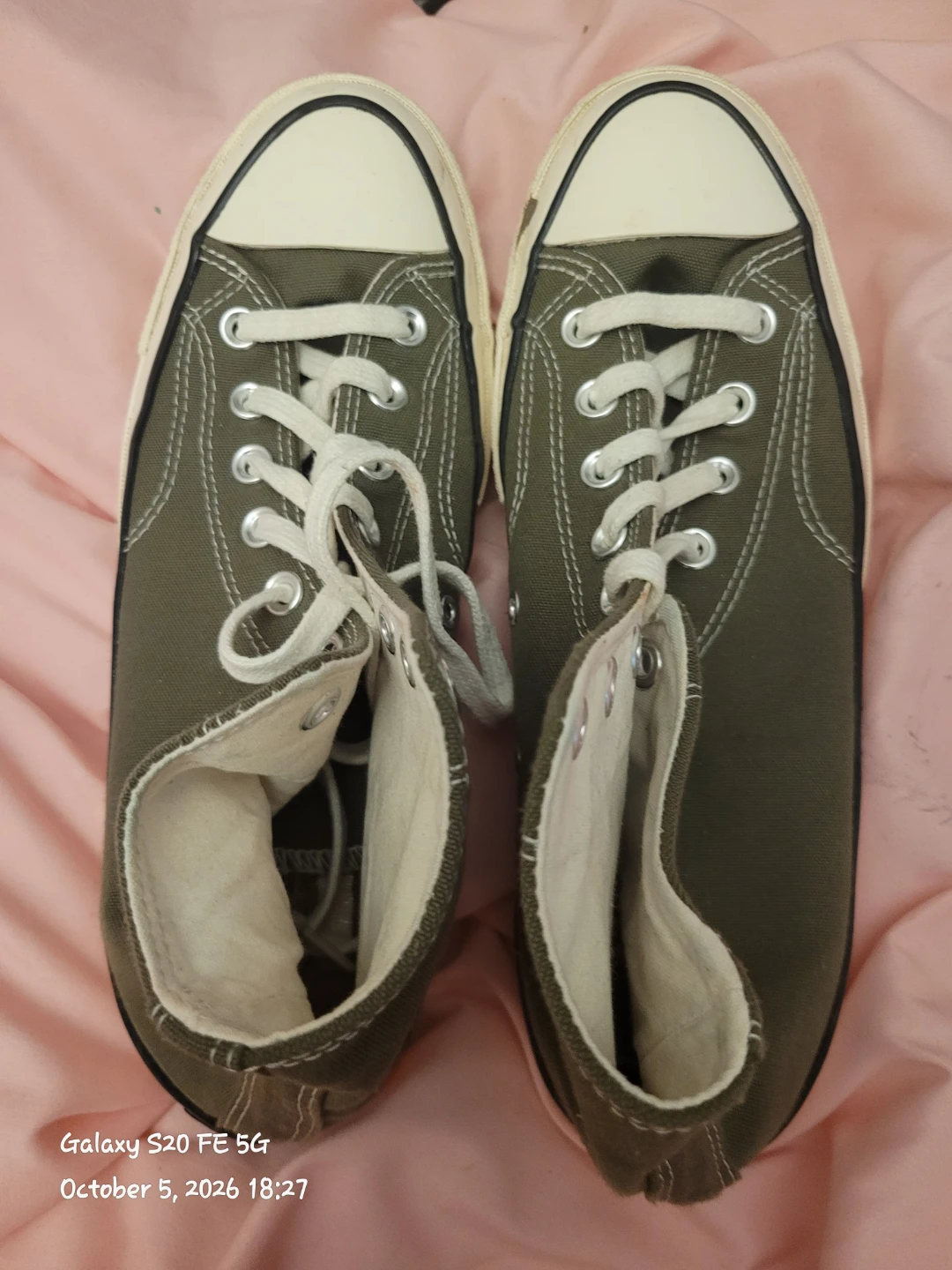 Olive Green Canvas High-Top Sneakers