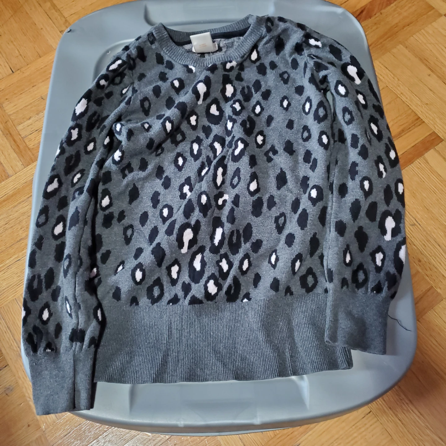 Gap Grey Leopard Print Crewneck Sweater
